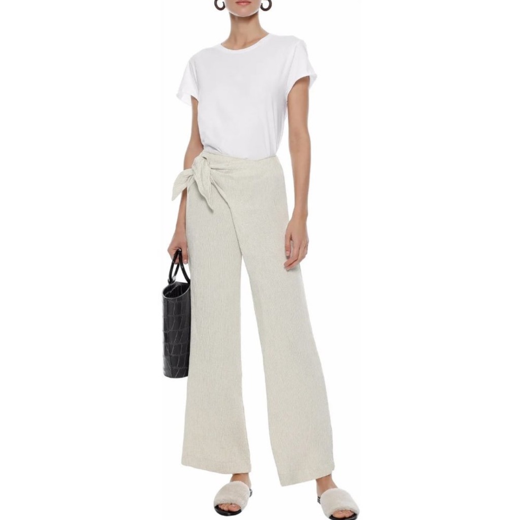 Simon Miller Hatton Tie Wide Leg Pant In Ivory Size Small